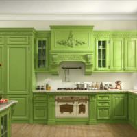 Классический кухонный гарнитур зеленого оттенка