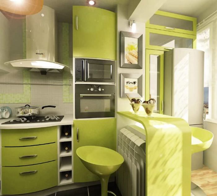 Светло-зеленая кухня в современном стиле