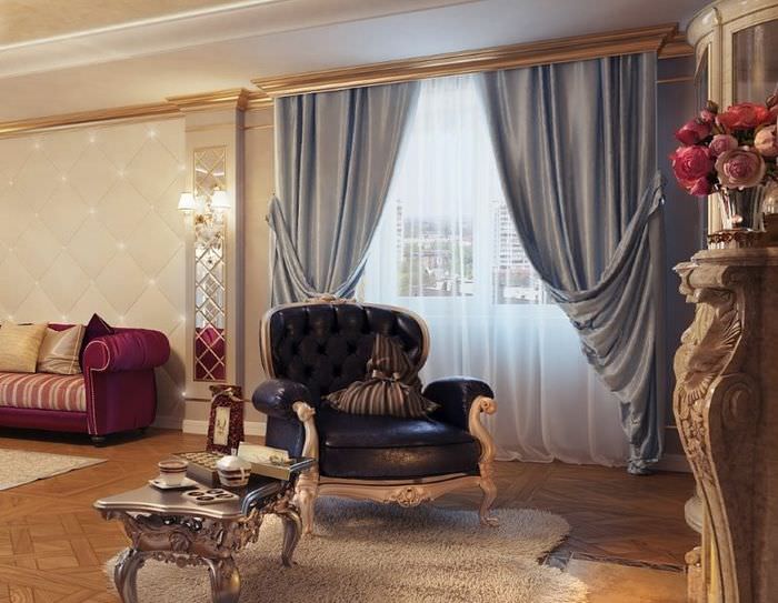 Шикарный интерьер гостиной с итальянскими шторами