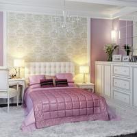 Классическая спальня с сиреневыми стенами