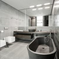 Интерьер ванной с зеркальной стеной