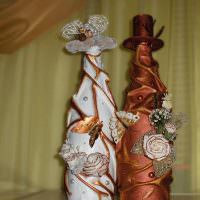 Декор свадебного шампанского для жениха и невесты