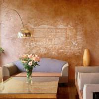 Художественная роспись стен в интерьере жилой комнаты