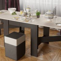 Раскладной обеденный стол серого цвета