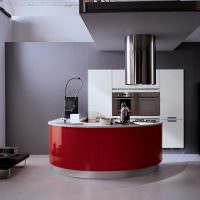 Красный фасад кухонной мебели