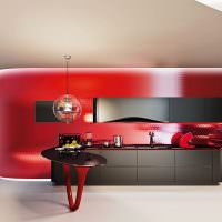 Красная кухня в стиле минимализма