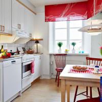 Красный цвет в белой кухне