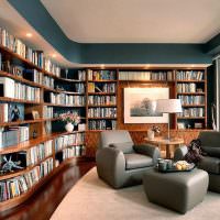Домашняя библиотека с панорамным остеклением