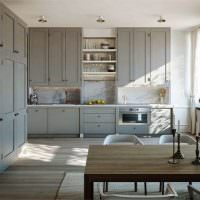 Кухонный гарнитур со шкафами до потолка