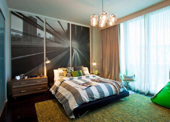 Дизайн спальни с модульной картиной