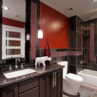Красный цвет в дизайне ванной