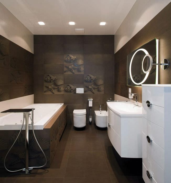 Дизайн современной ванной в коричневых тонах